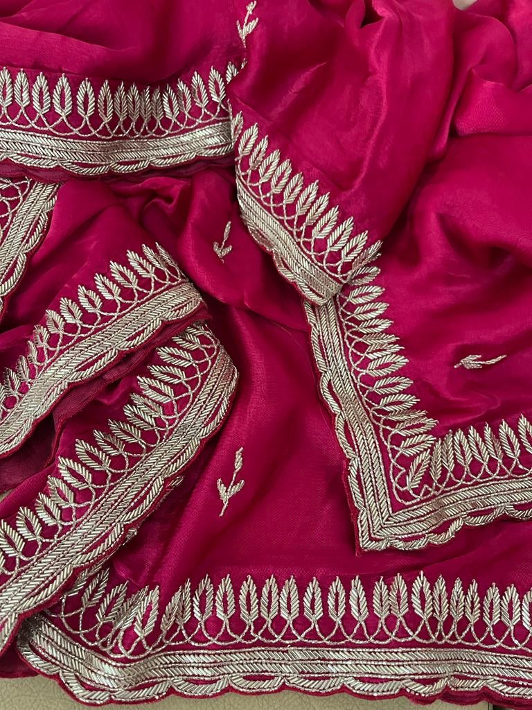 Satin partywear saree reception sarees - Saffronfashionindia