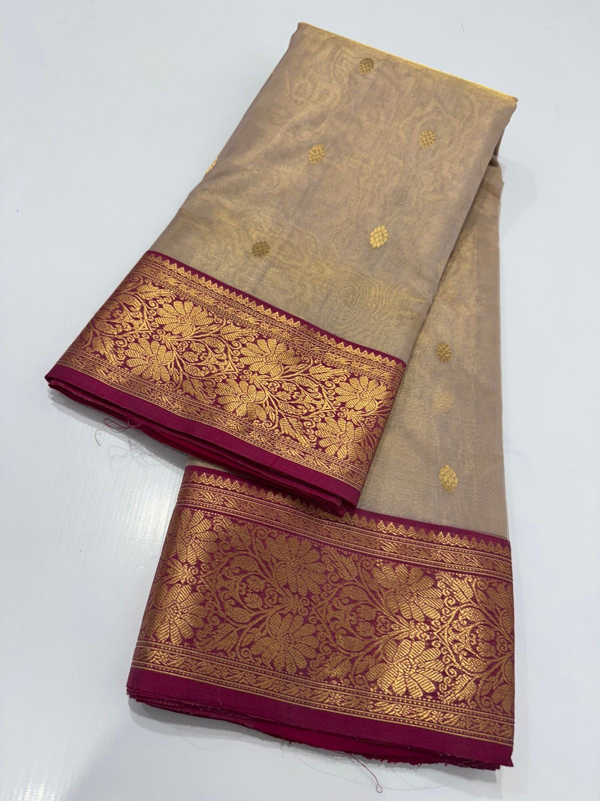 Luxury Chanderi Karan silk saree Indian sarees blouse - Saffronfashionindia