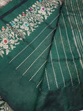 Meenakari green Katan silk saree
