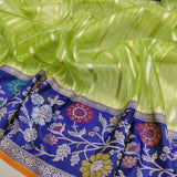 Green Kora Handwoven Saree zari sari