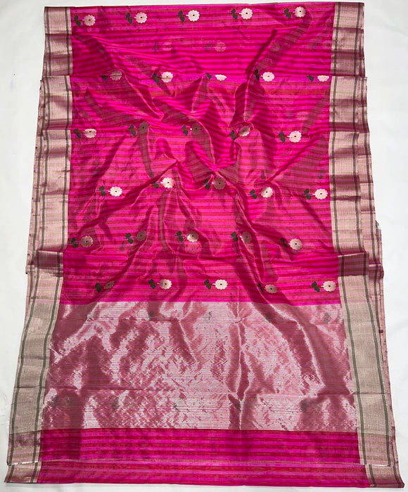 Handwoven pink saree Chanderi saree Indian sari blouse SaffronFashion