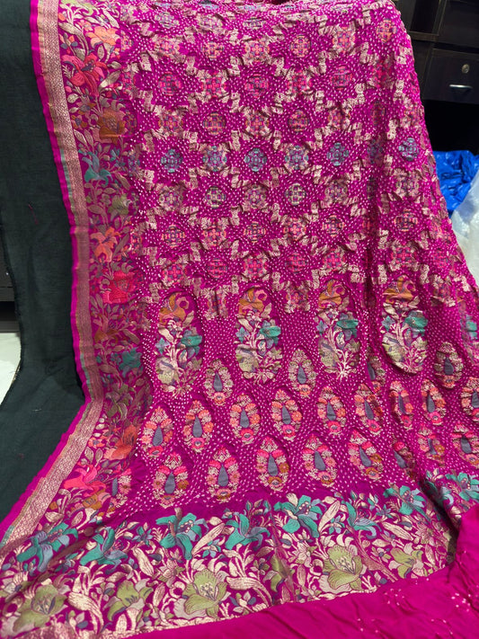 Meenakari bandhani saree Banarsi saree Indian traditional sari blouse