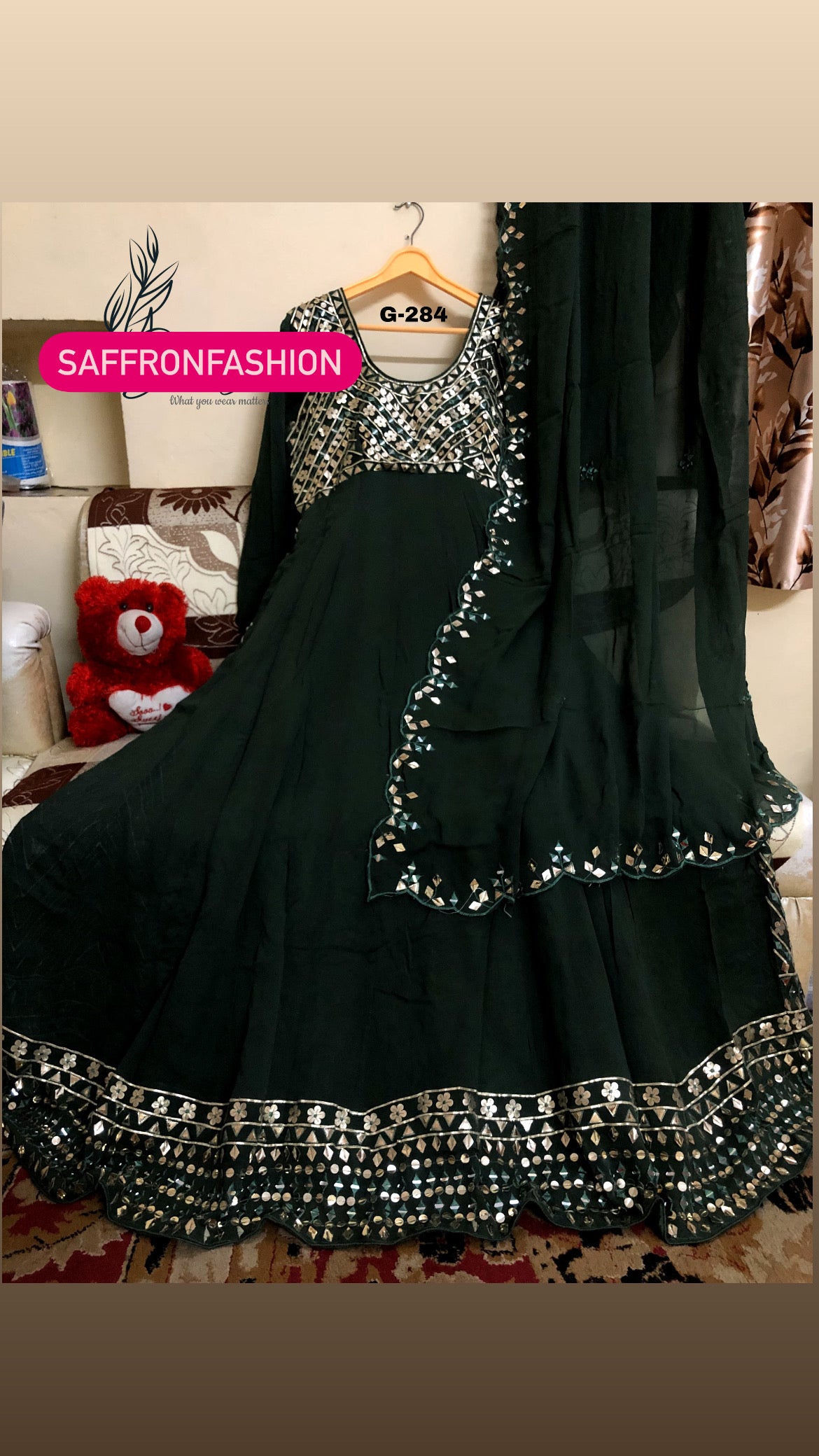 Anarkali gottapatti dress wedding dress bridal dresses - Saffronfashionindia