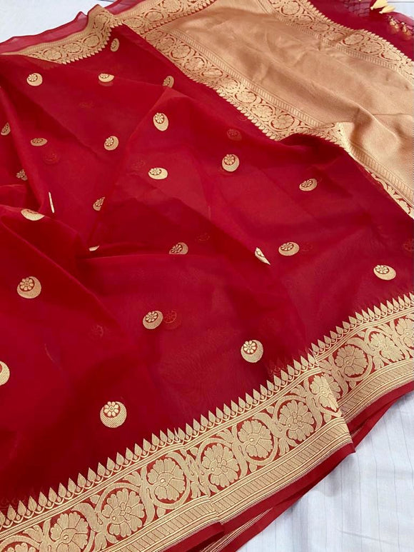 Bridal Chand Tara Banarsi saree handwoven sarees Kora saree