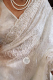 Elegant White Chikankari Saree Gorgette sarees Indian Classy Partywear saree