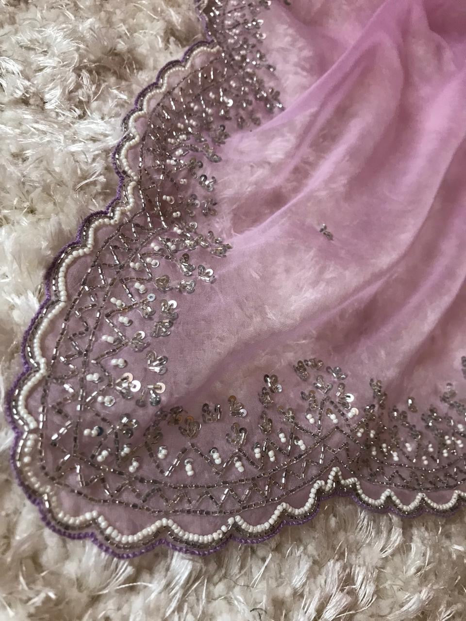 Lilac organza saree for Partywear sarees Saffronfashionindia