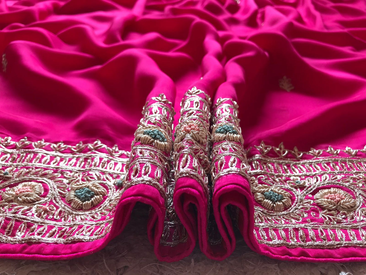 Pink satin Preety saree beautiful saree - Saffronfashionindia