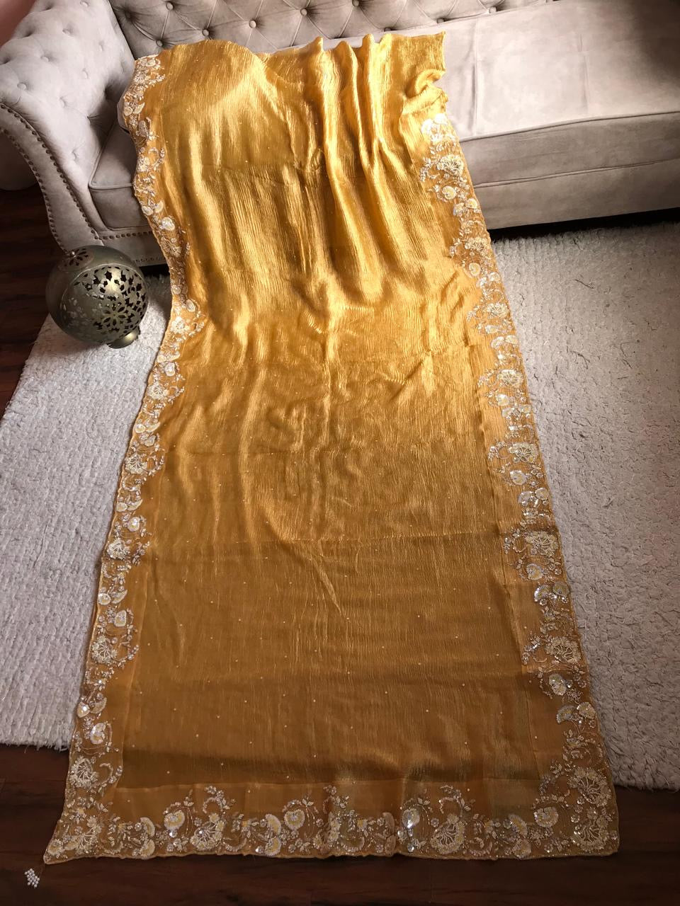 Tissue Organza Saree Banarsi luxury saree Partywear sari - Saffronfashionindia