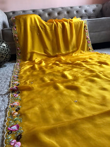 Raamji yellow organza silk sarees