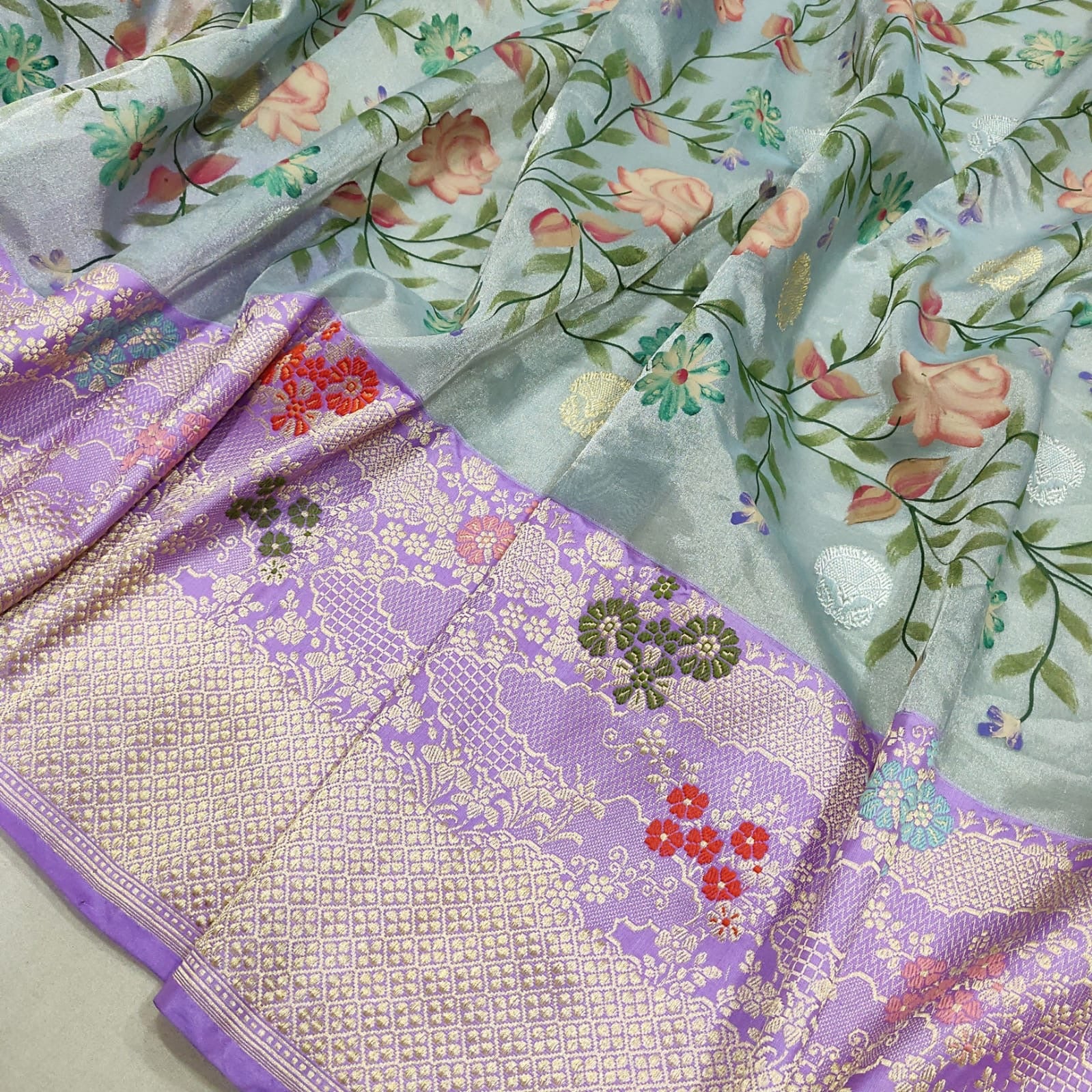 Savisha tissue handwoven silk saree Indian sarees - Saffronfashionindia