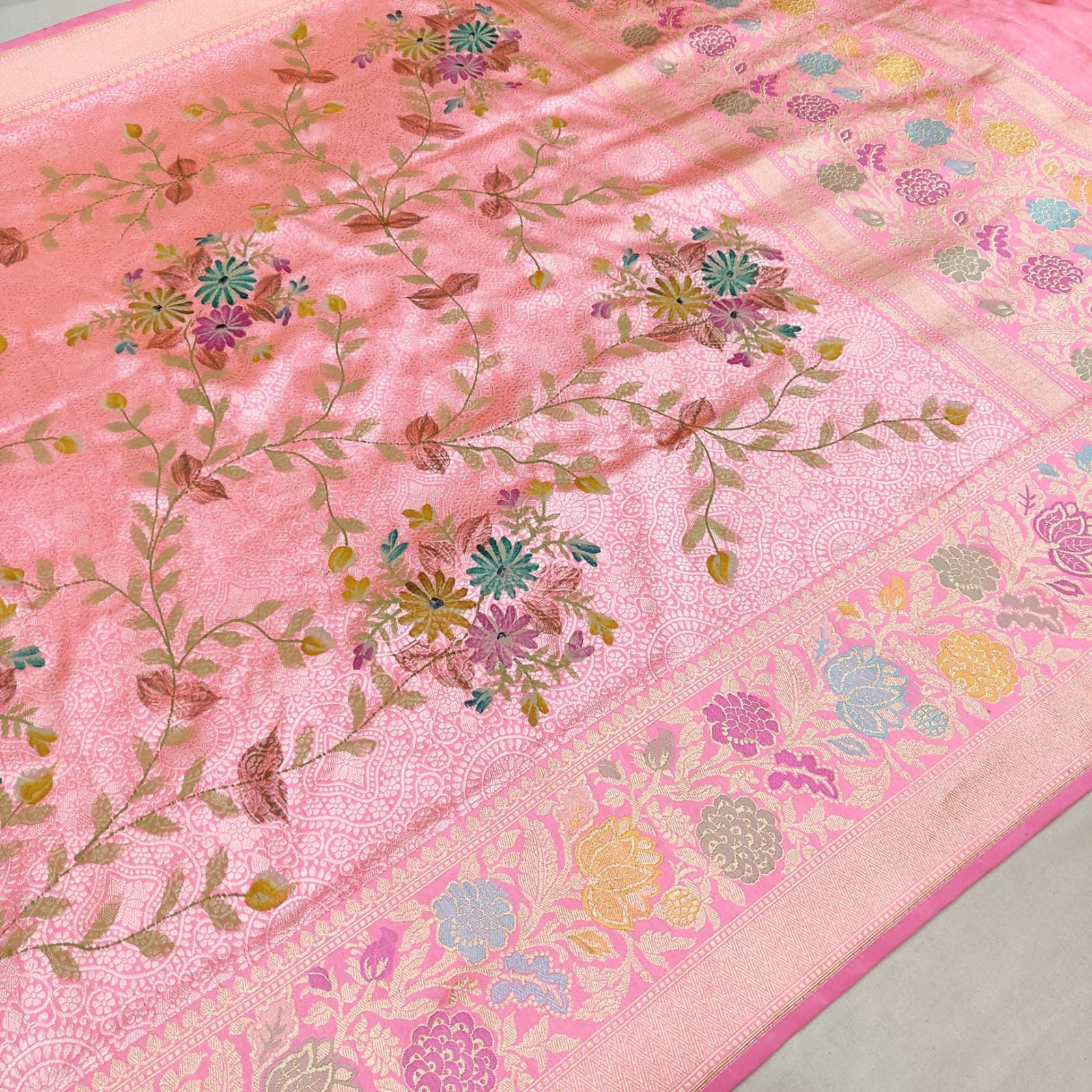 Pink Katan handwoven silk saree beautiful sarees - Saffronfashionindia