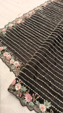 Eid Special Black Embroidery Saree Partywear sarees