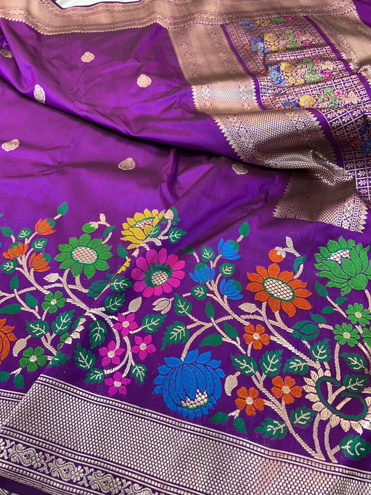 Purple silk saree katan silk saree Indian sari blouse SaffronFashion