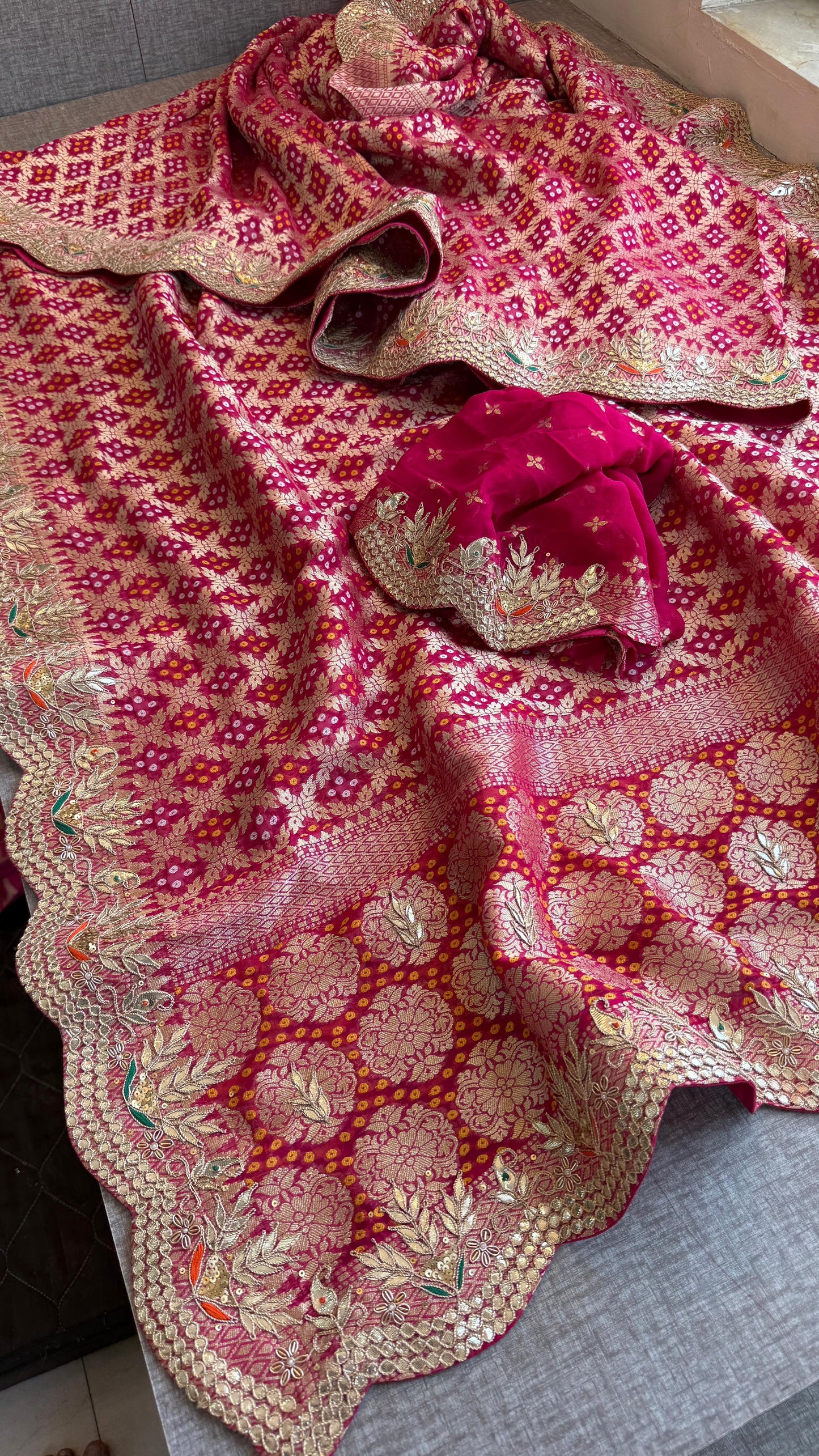 Vahisha gorgette saree Khaddi gorgette sarees Indian sari blouse - Saffronfashionindia