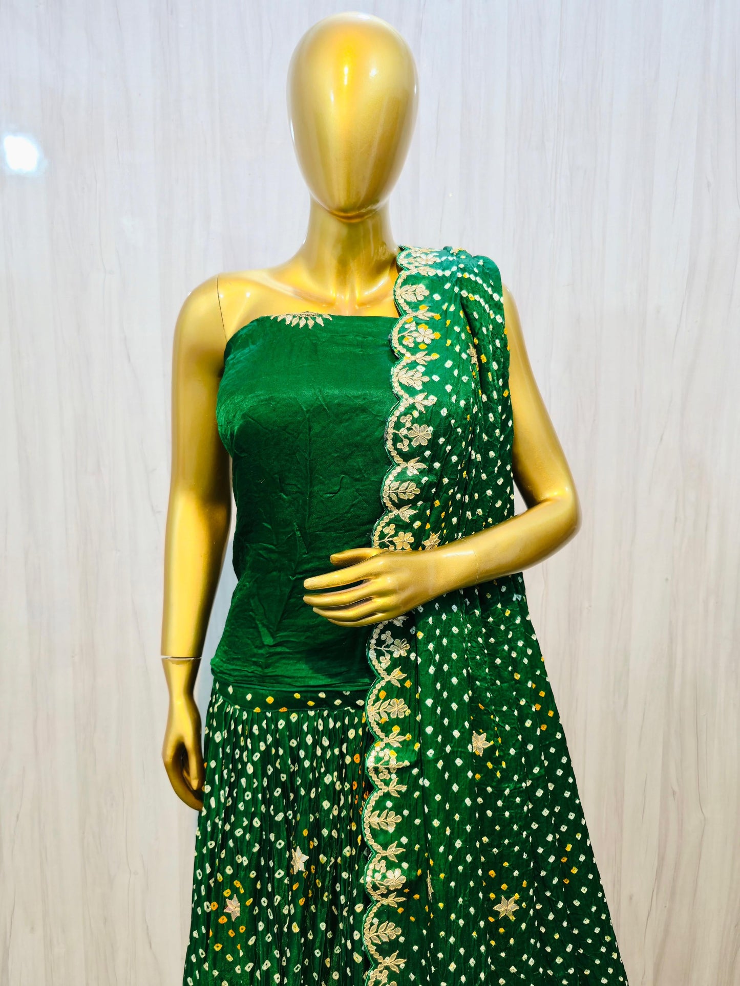 Green Lehanga set gajji silk Lehanga set SaffronFashion