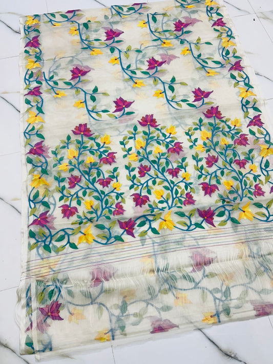 Weaving jamdani saree women sari Bengal sarees SaffronFashion