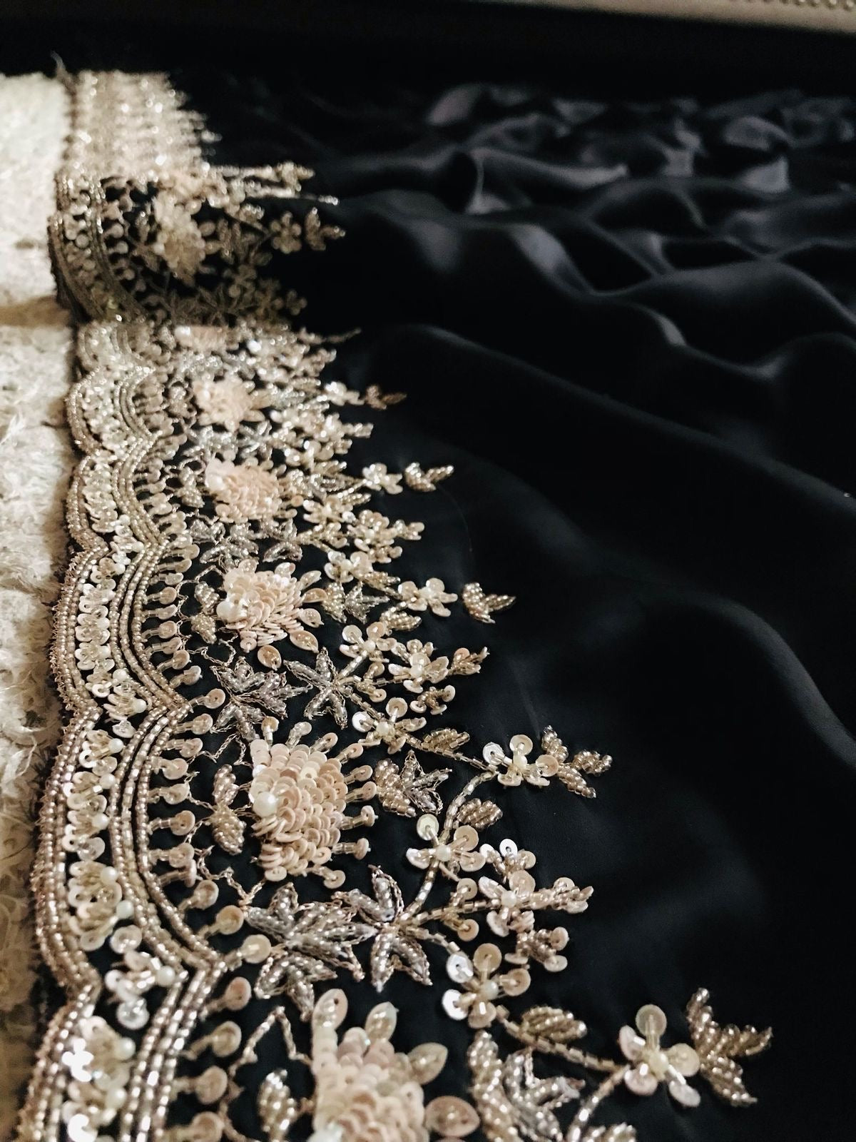 Black Sarin organza saree luxury saree Partywear sari Indian wedding sarees Saffronfashionindia