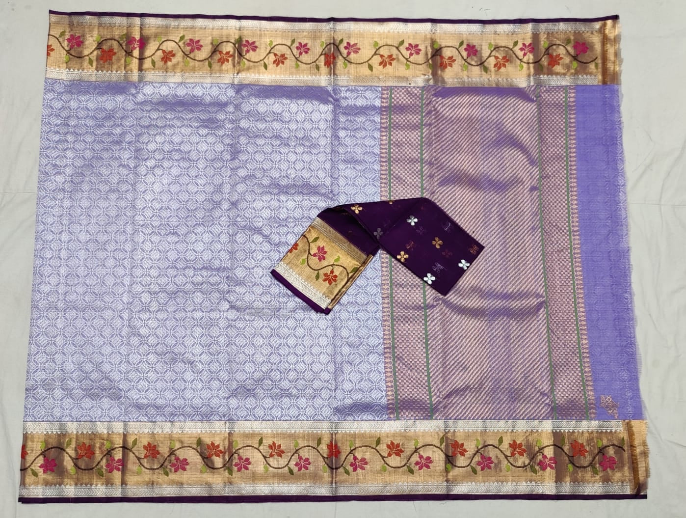 Jamawar zari lavender kota sarees - Saffronfashionindia
