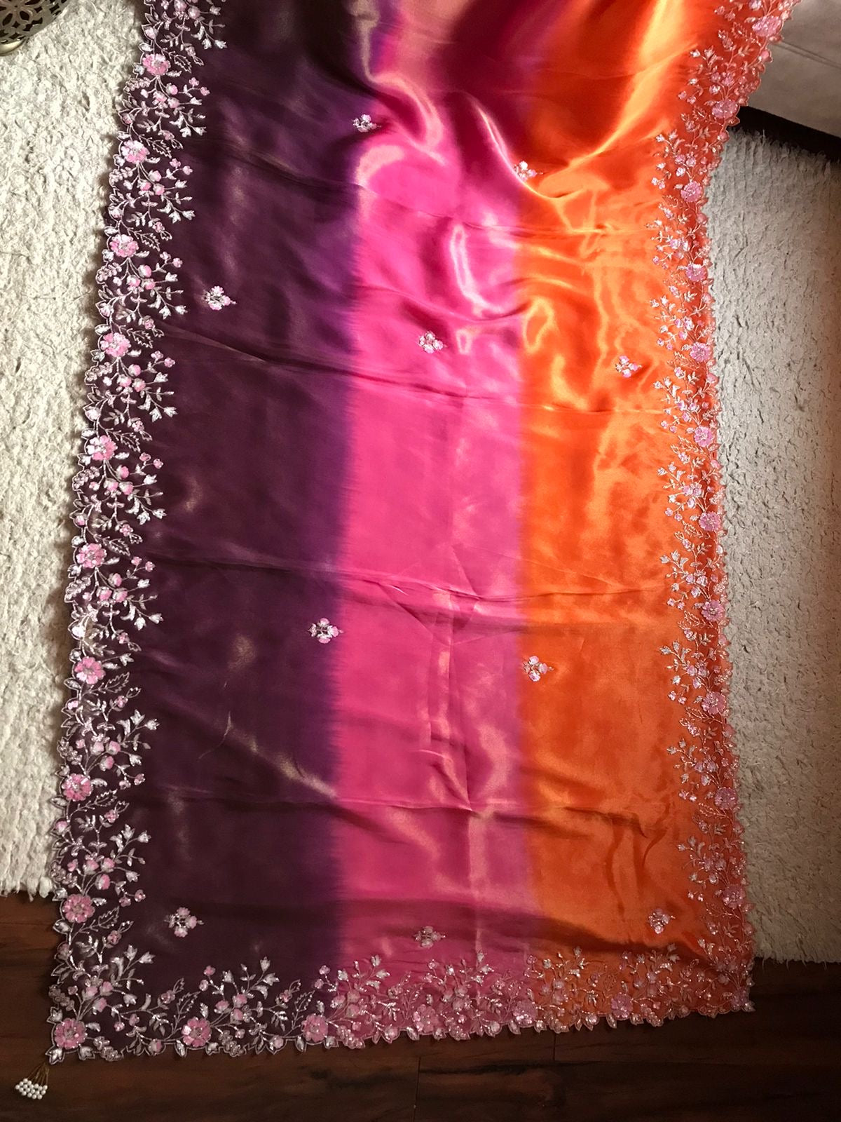 Shaded premium tissue organza sarees Indian sari - Saffronfashionindia