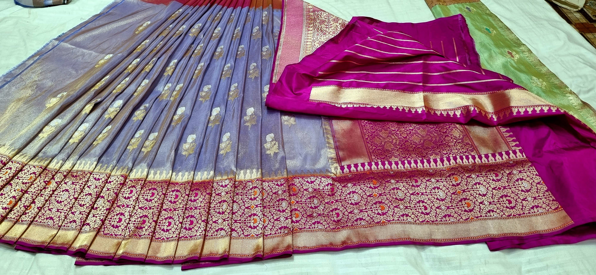 Ramzaan inspired pure banarsi handwoven tissue kadwa saree - Saffronfashionindia