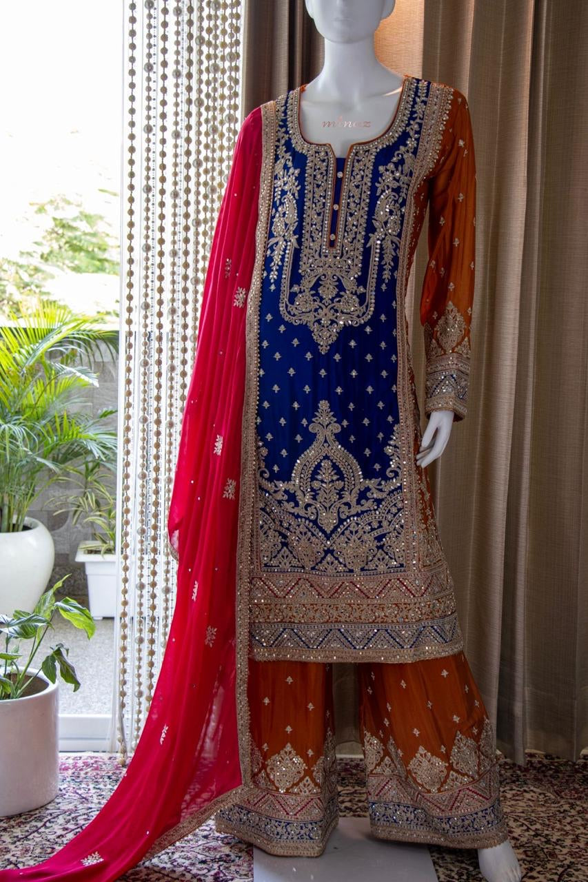 Pujo inspired sharara gharara dress - Saffronfashionindia