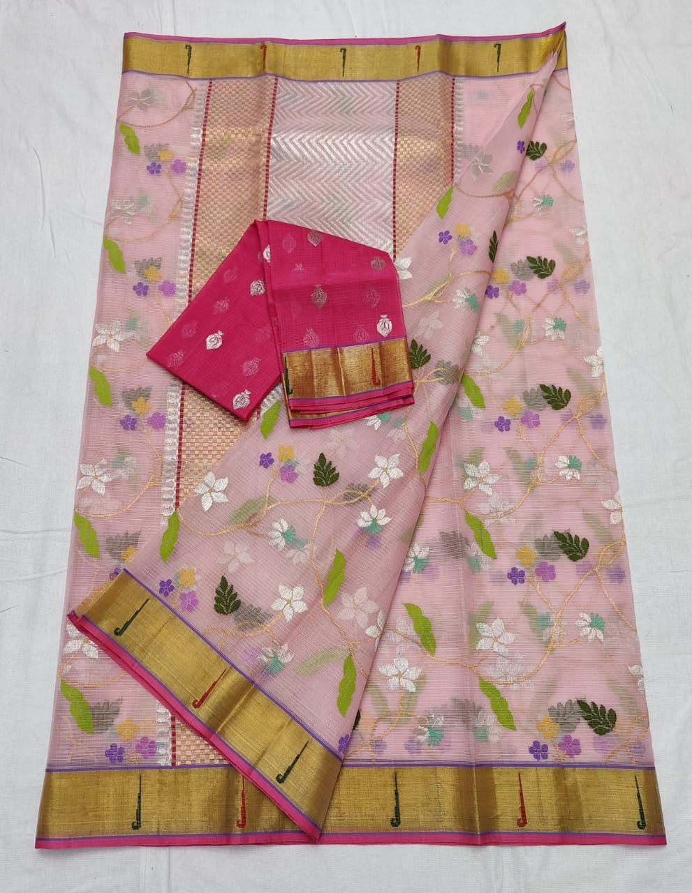 Pink Kota weaving jall border - Saffronfashionindia