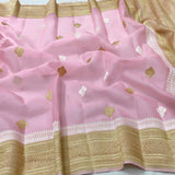Banarsi kora pink sarees Indian saree