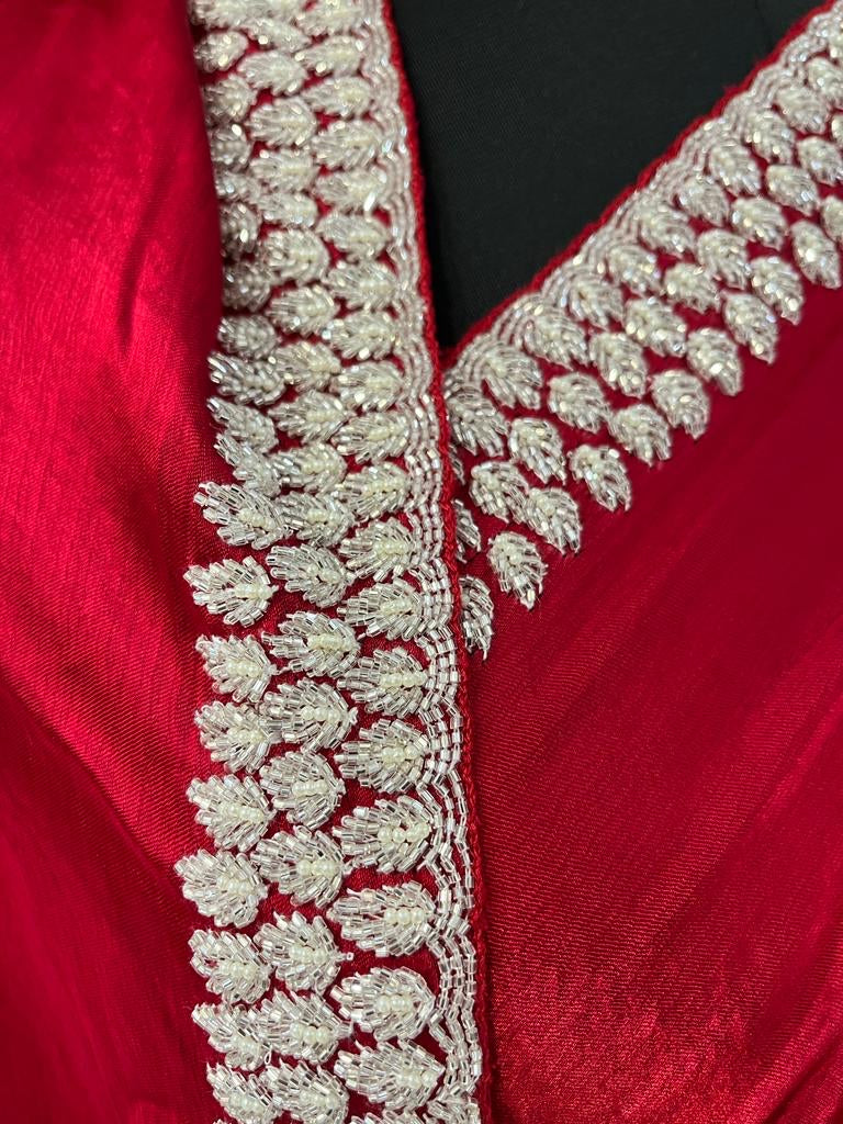 Rashi crush saree/satin saree - Saffronfashionindia