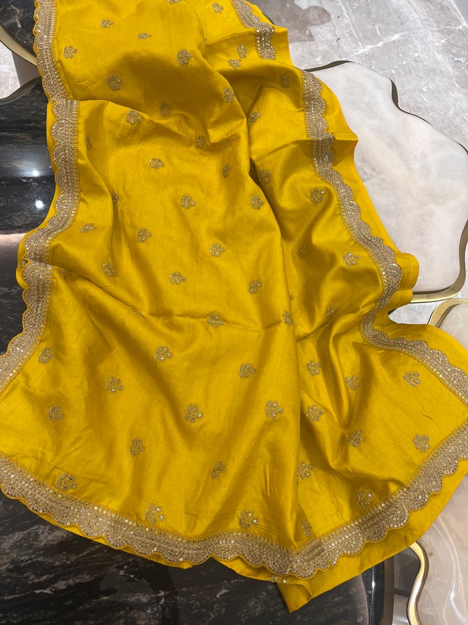 Vahisha saree tussar saree embroidery sari blouse Indian sarees SaffronFashion