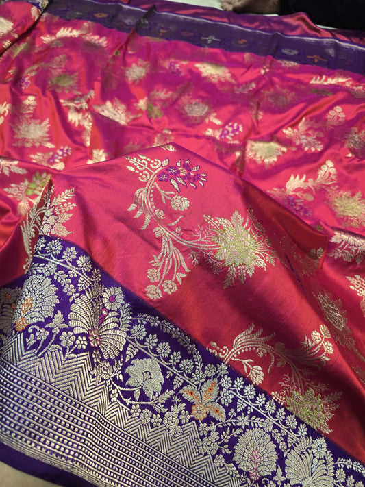 Handwoven kadwa silk saree Banarsi silk saree Indian sarees SaffronFashion