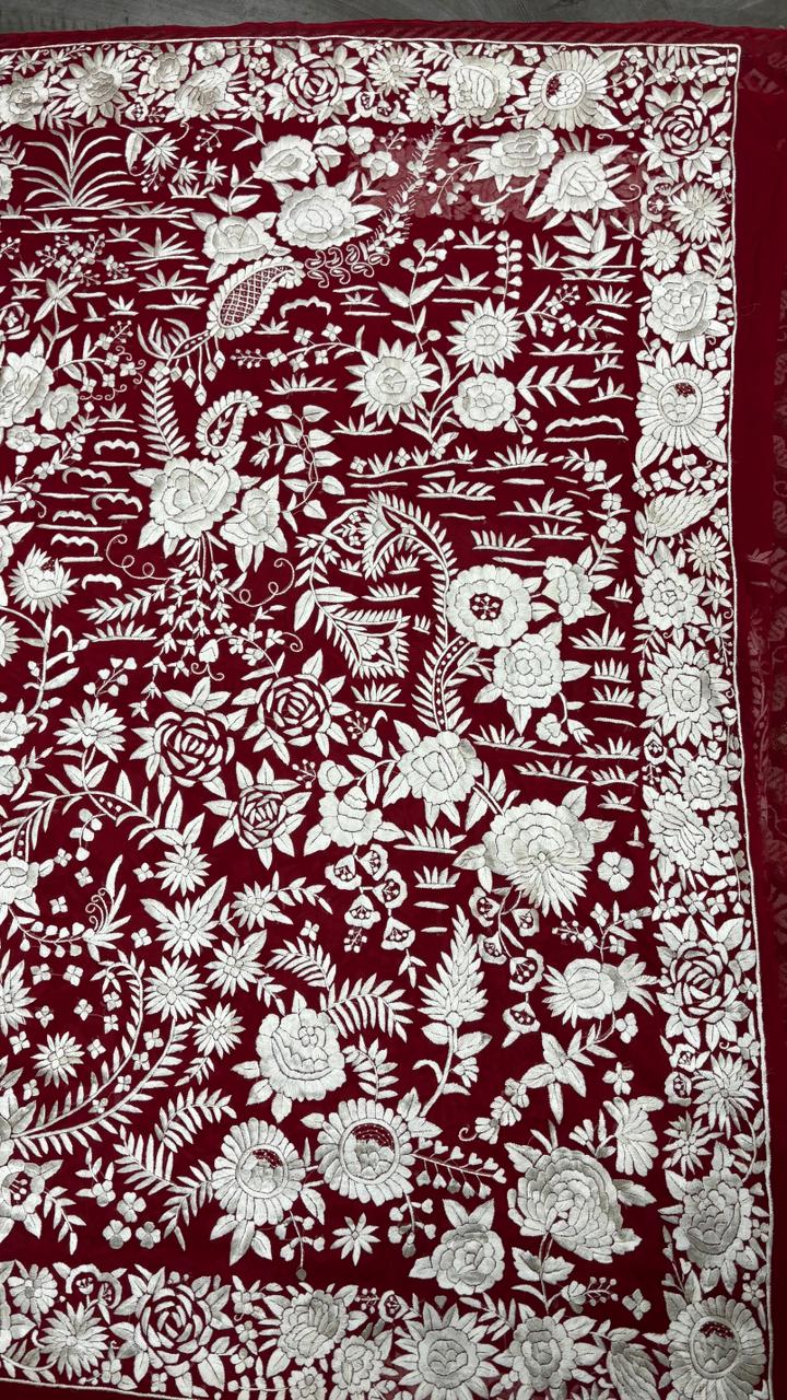 Isabella Parsi Saree Authebtic parsi gara saree - Saffronfashionindia