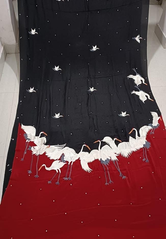 Lavisha Crepe Parsi Gara Sarees - Saffronfashionindia