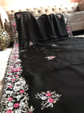 Women Saree Black Sequins Embroidered Saree