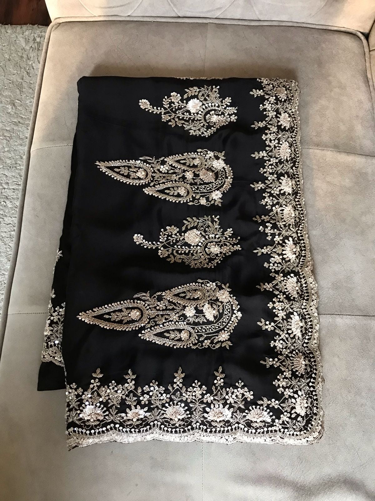 Black Sarin organza saree luxury saree Partywear sari Indian wedding sarees - Saffronfashionindia