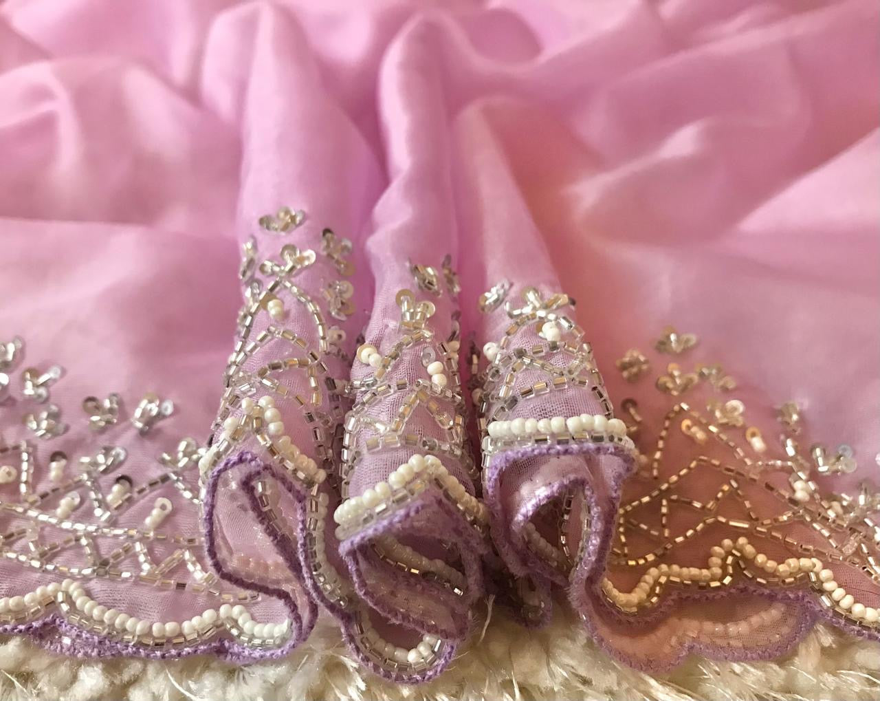 Lilac organza saree for Partywear sarees Saffronfashionindia