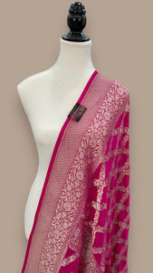 Pink Gorgette Khaddi dupatta waterzari dupatta