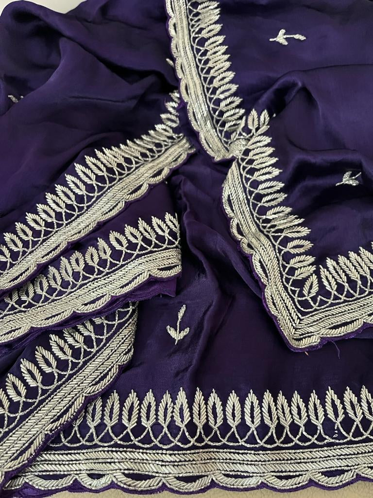 Satin partywear saree reception sarees - Saffronfashionindia