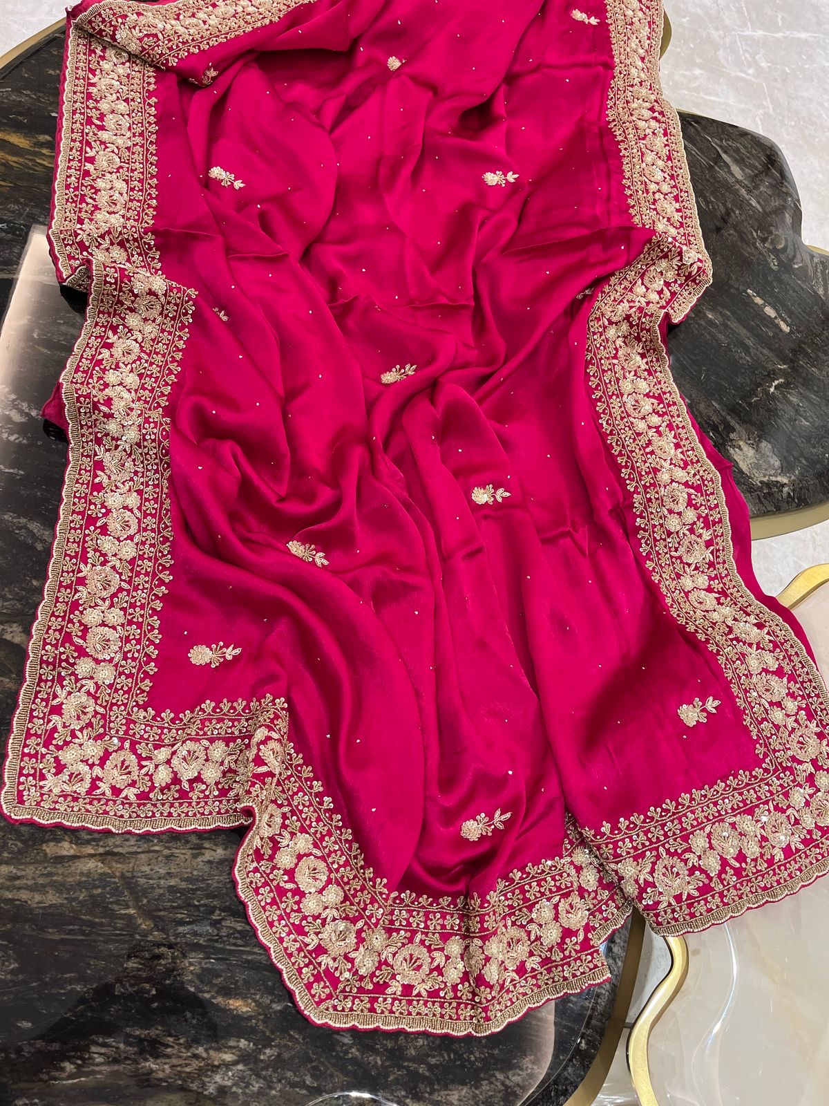 Luxury crepe satin saree Indian saree traditional sarees blouse women saree Saffronfashionindia