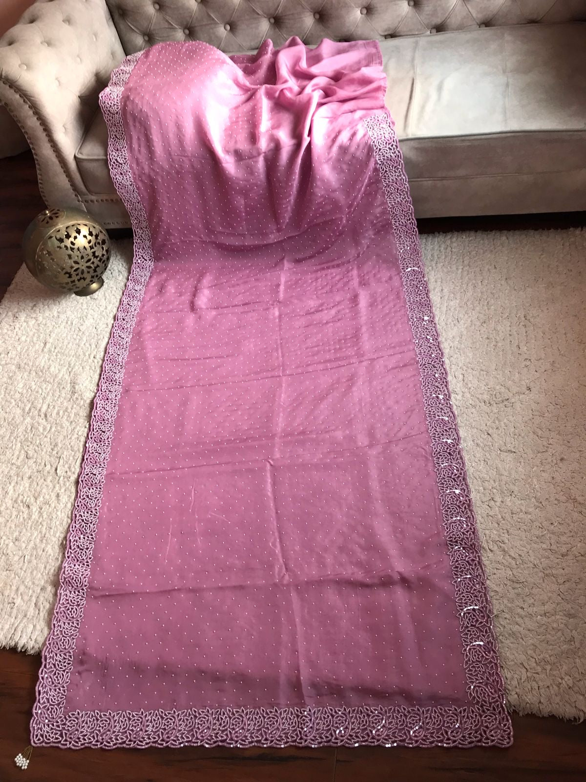 Luxury pink premium Organza Silk Sarees - Saffronfashionindia