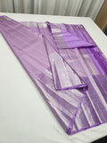 Lavender silver zari Kanjeevaram silk saree