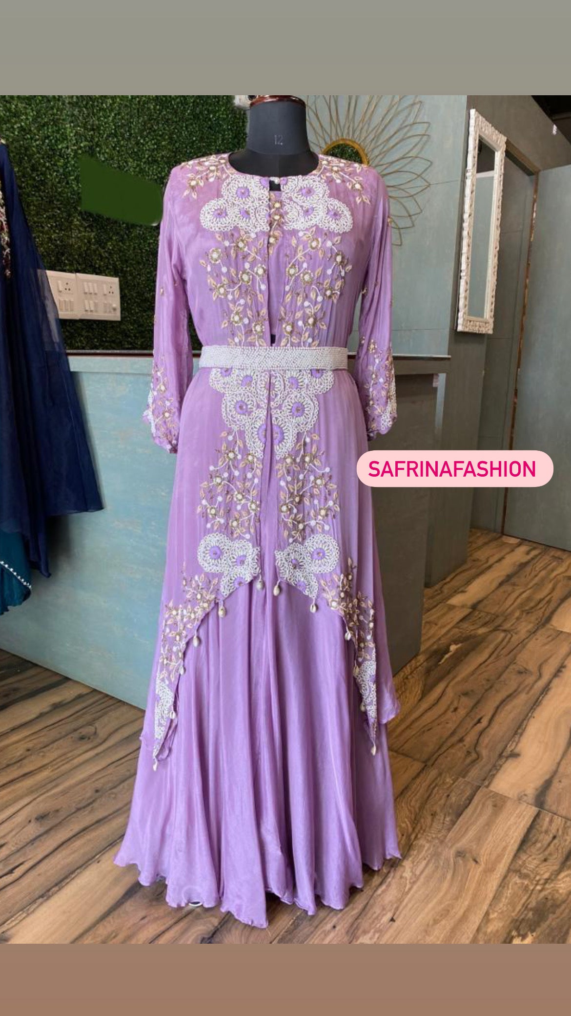 Lavender beautiful partywear dress - Saffronfashionindia
