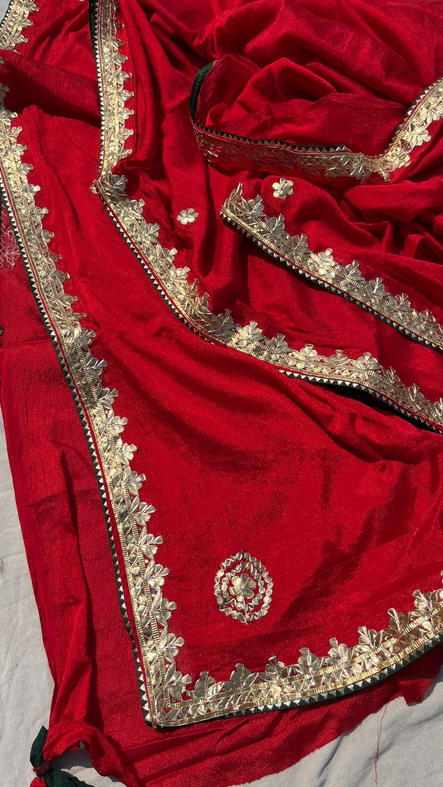 Ramjini chinon crepe Saree Gottapatti sarees - Saffronfashionindia