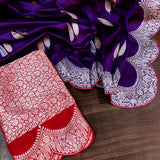 Purple Katan silk handwoven kadwa women saree