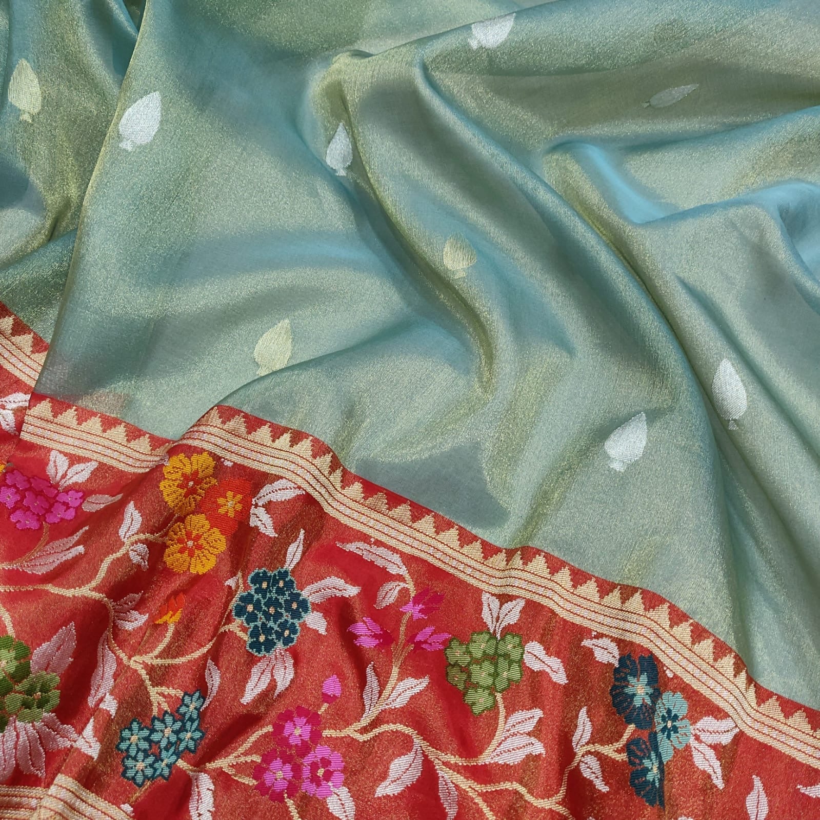 Aneha Tissue Handwoven Saree women sari - Saffronfashionindia