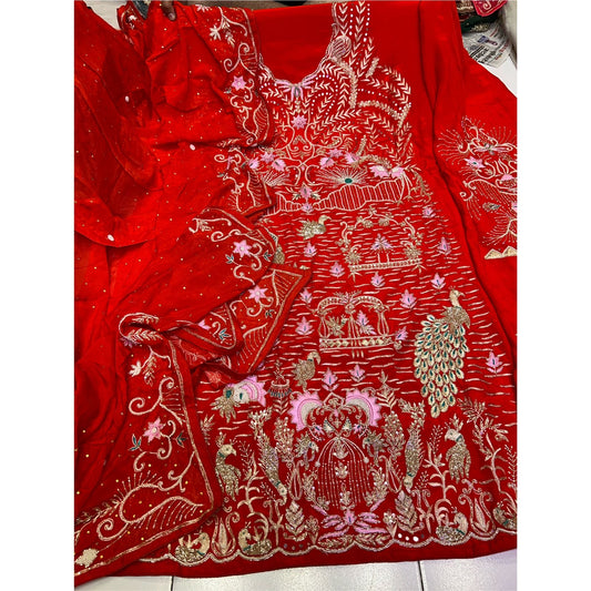 Bridal red punjabi salwar kameez Pakistani suit - Saffronfashionindia