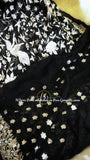 Black Parsi thread Embroidered Saree