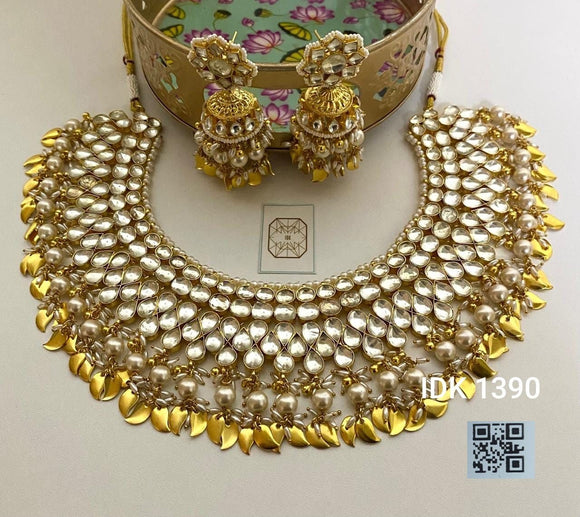 Handmade Kundan set Kundan choker set Indian wedding jewellery SaffronFashion
