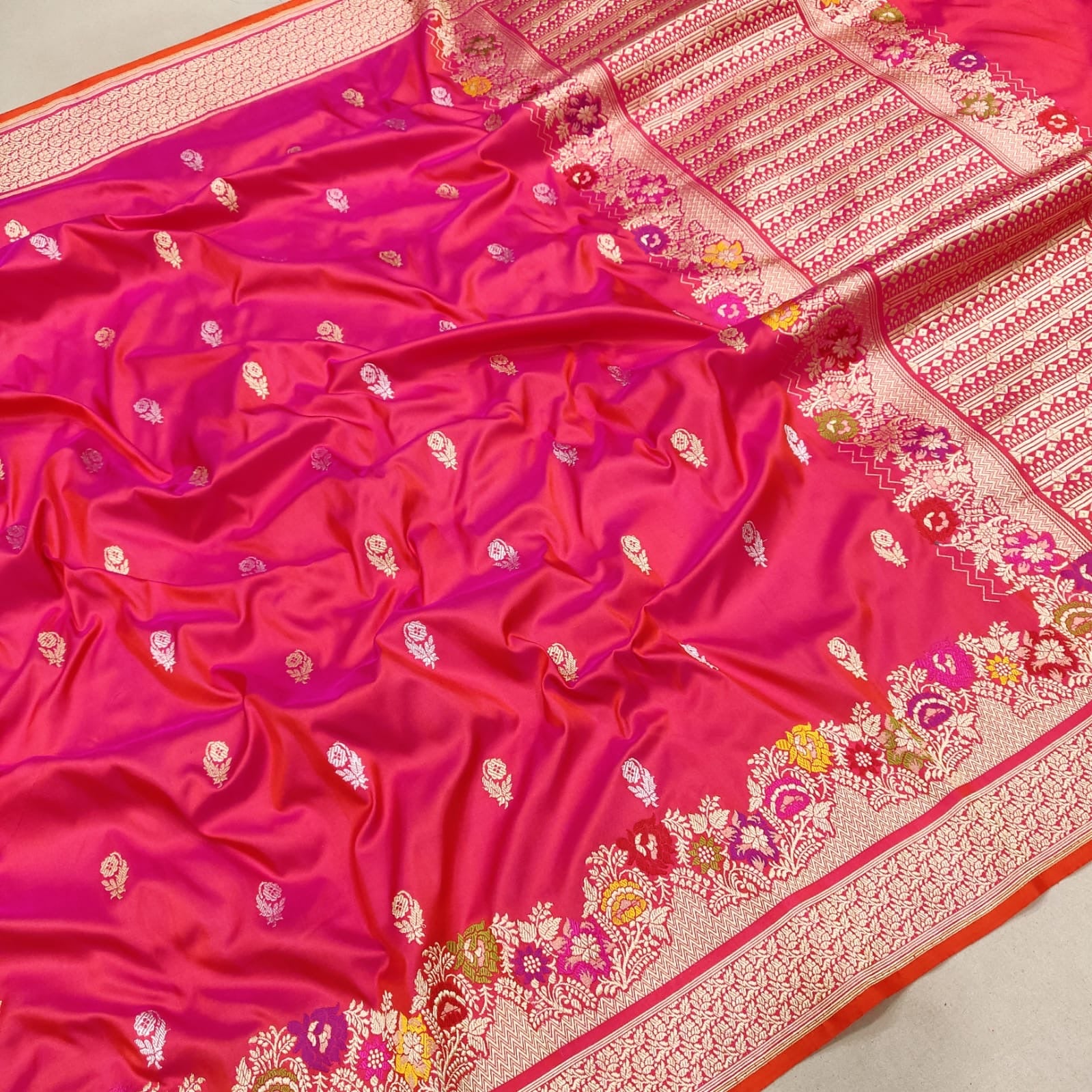 Pink Katan Handwoven Silk Saree - Saffronfashionindia