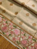 Embroidered Floral Tissue Silk Saree