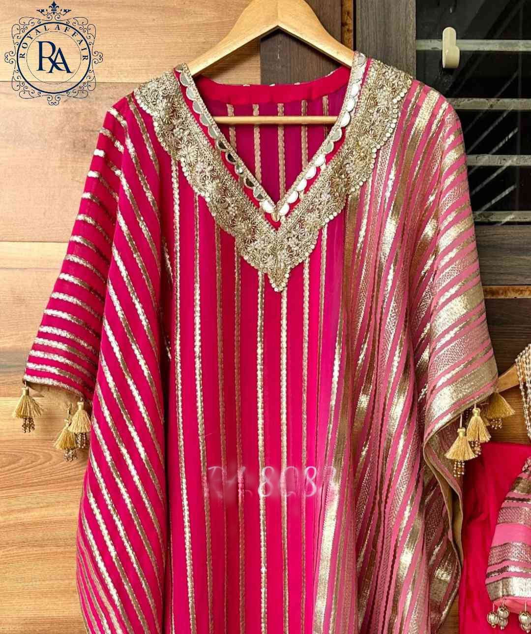 Partywear Kaftan Set Georgette kaftan set SaffronFashion